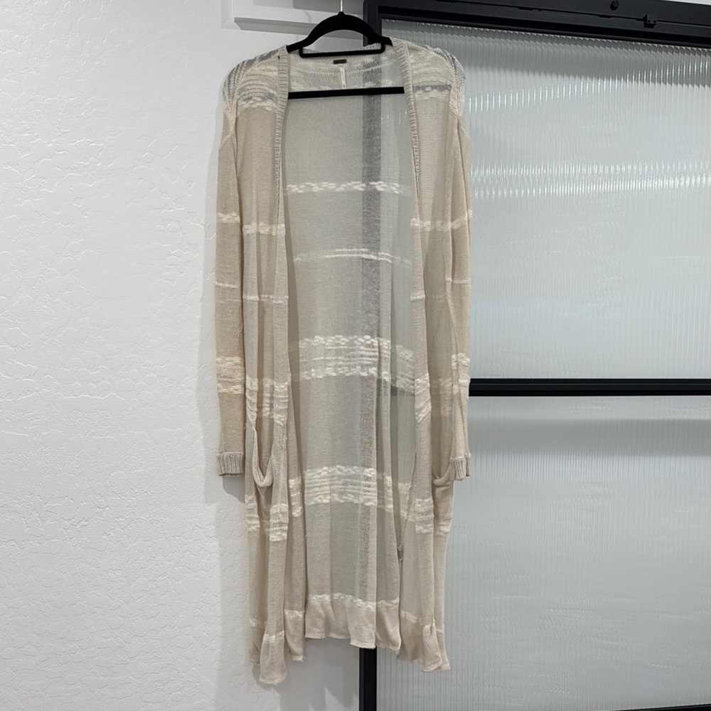 Free People Cream Open-Front Cardigan